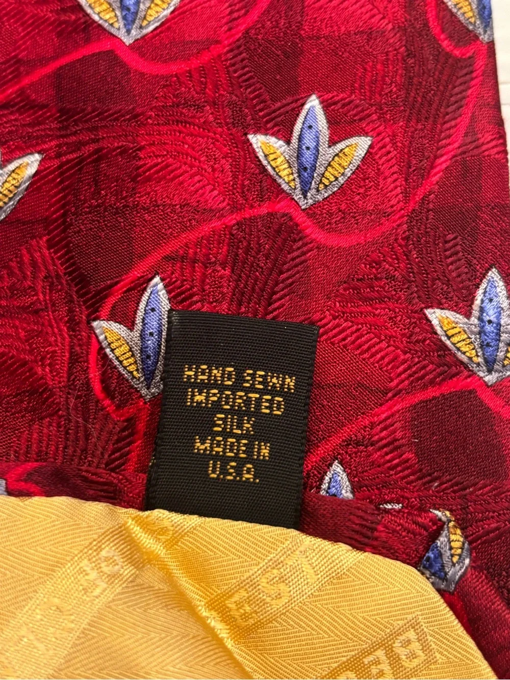 Vintage Robert Talbott Best of Class Red Abstract Floral Extra Long Tie